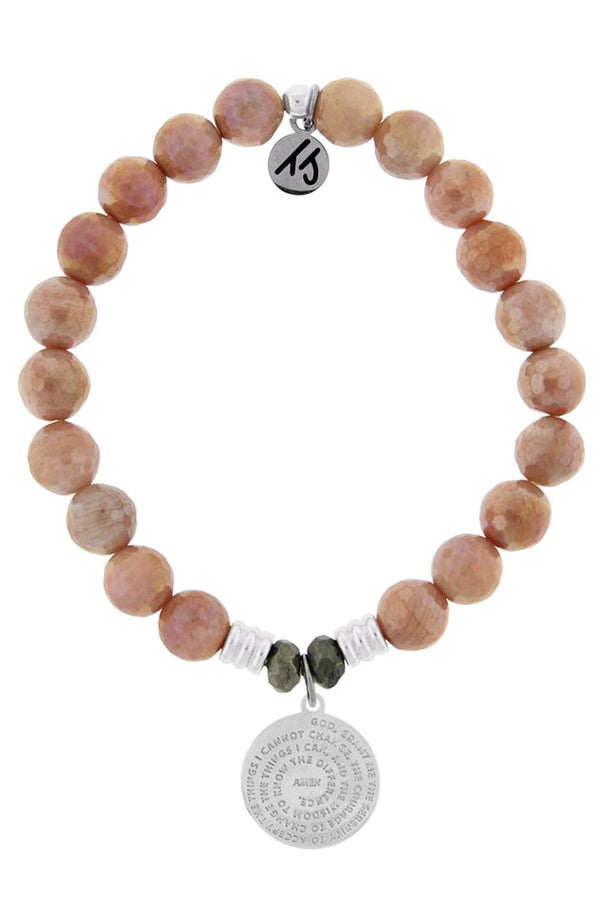 SIDEWALK SALE ITEM - Tiffany Jazelle Orange Moonstone Stone Bracelet - Serenity Prayer