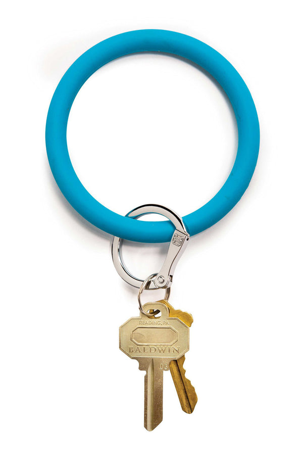 Silicone Big O Key Ring - Solid Peacock Blue