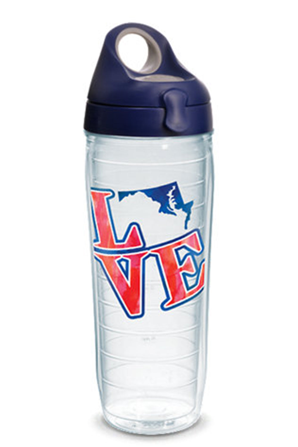 Clear Water Bottle - Love Maryland Navy Blue
