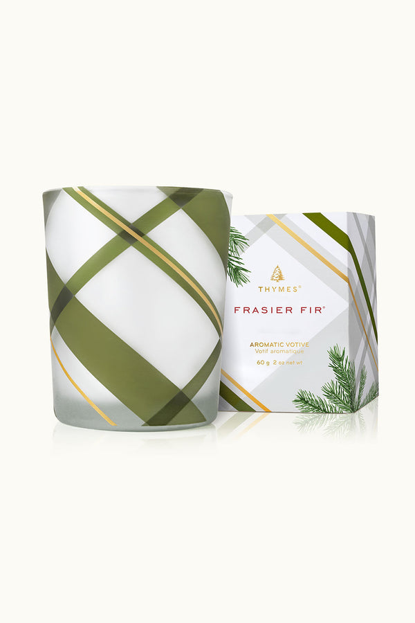 Frasier Fir Frosted Plaid Candle - Votive